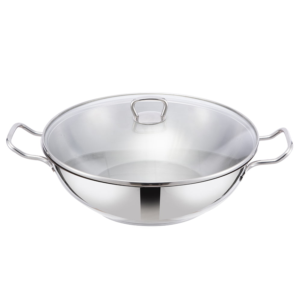 32*9CM Cam kapaklı çift taraflı kulplu wok JY-3209ST