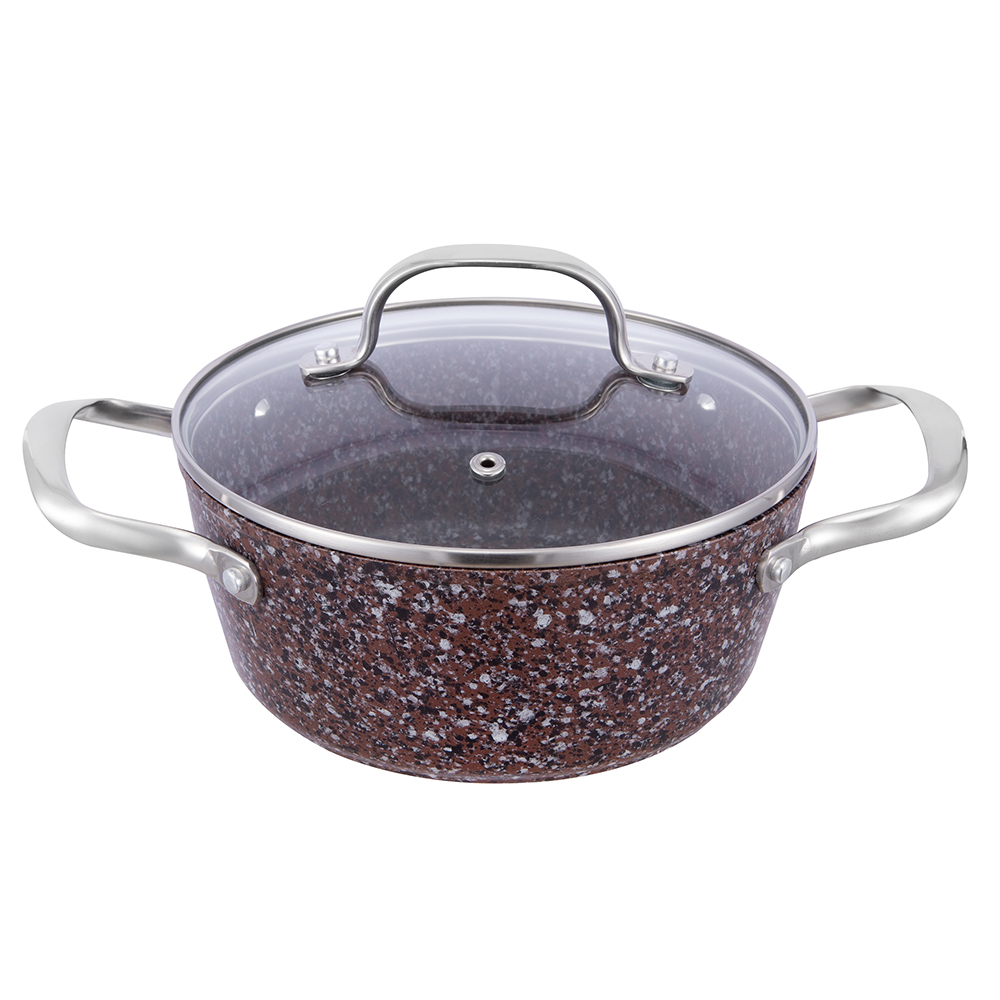 20*8.5cm granit kaplı yapışmaz alüminyum cam kapaklı tencere JY-HGYG-1-2085